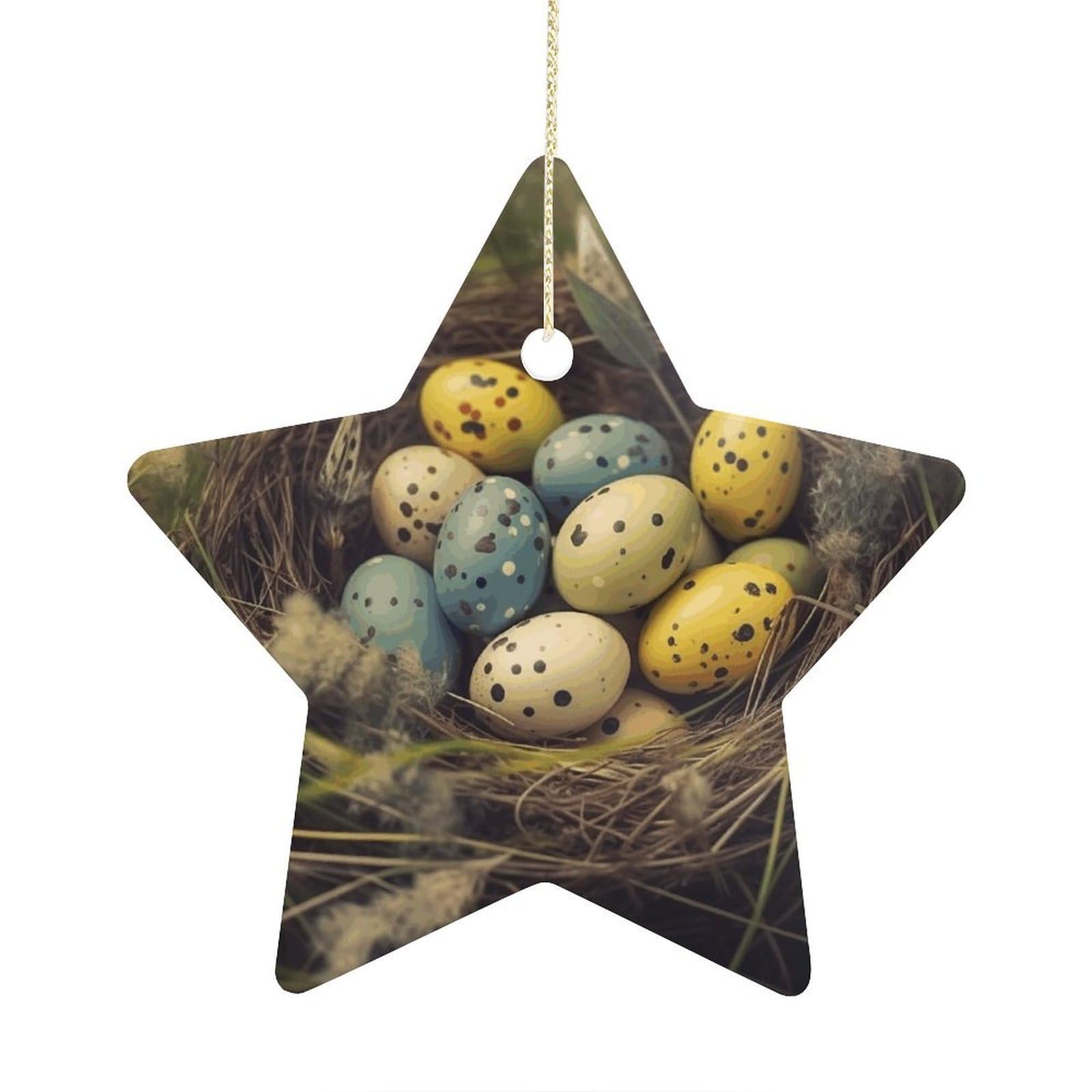 Fodpand Women's Style Eggs In Grass Nest Ornament With String, Keepsake Hanging Decorations,Ceramic Ornaments For Men Indoor Home Holiday Party Gifts