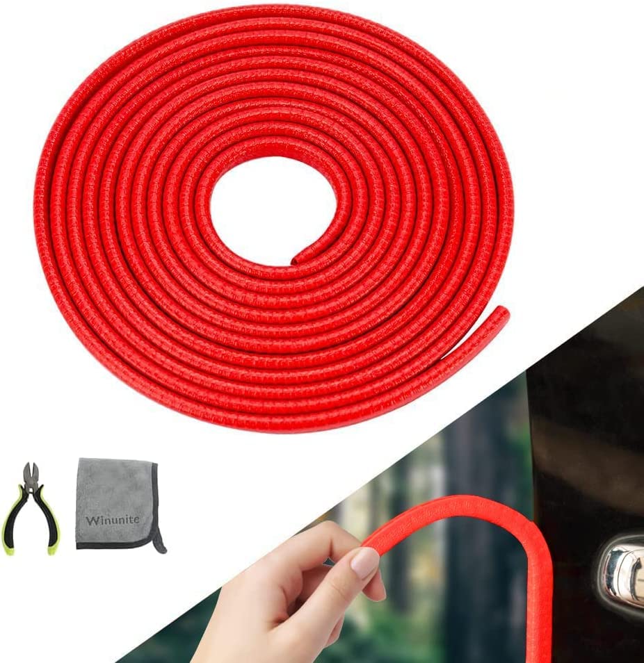 Winunite 16-2/5Ft Red Car Door Edge Guards No Glue Universal Fit Rubber U Shape Door Edge Trim Automotive Door Edge Molding Door Edge Protector for Sedans Trucks SUV ATV-Installation Tools Provided