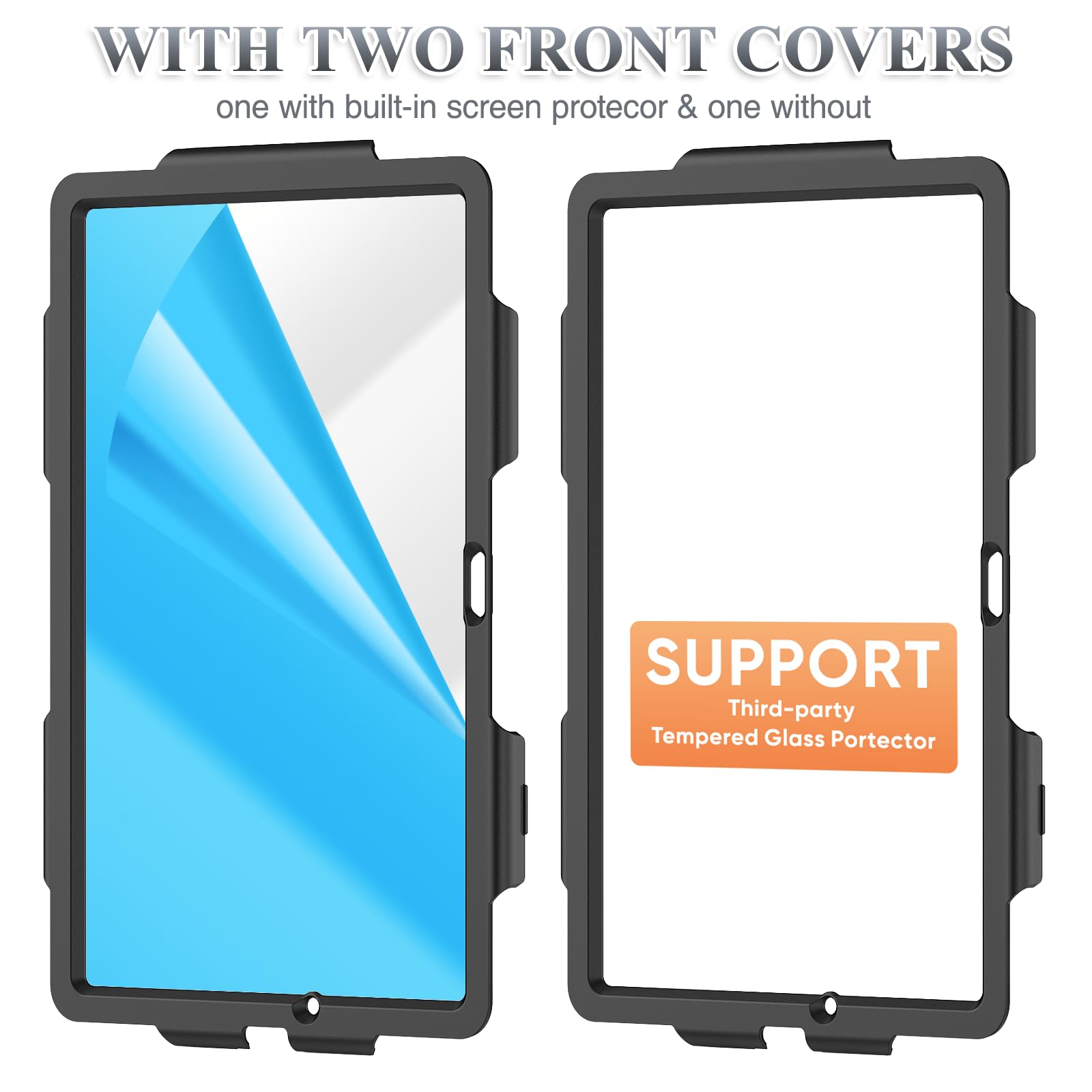 SEYMAC stock Coque pour Samsung Galaxy Tab A11+ Plus 11'' 2025/ A9+ Plus 11'' 2023, Coque Antichoc avec Protecteur D'écran Porte-Stylo [Dragonne Rotative à 360] et Support, Noir