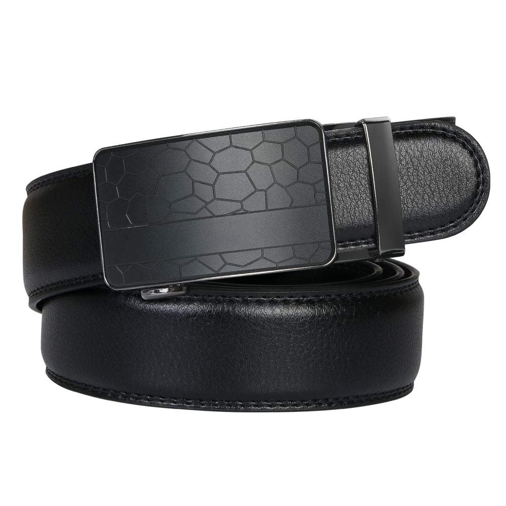 flintronic ® Cintura da Uomo in Pelle con Fibbia Automatica, Moda Cintura a Cricchetto 3.5cm * 130cm, con Portachiavi e Confezione Regalo