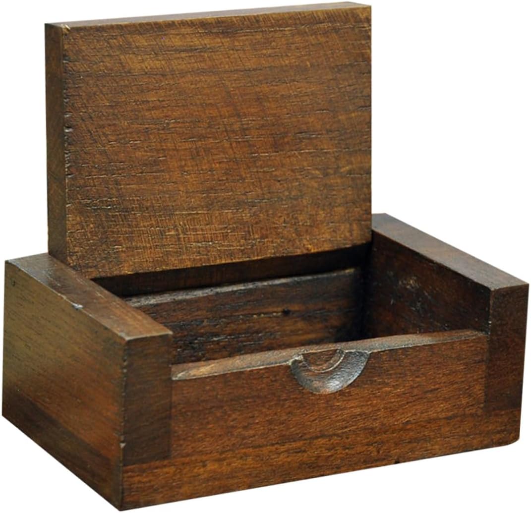 Unomor Wooden Jewelry Storage Box Vintage Brown Unique Shape Tabletop Decor