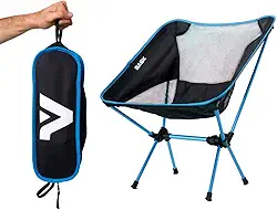 BASK Cadeira Dobrável Ultralight de Alumínio – 1 kg, Compacta 37×13 cm, 150 kg de Capacidade, Portátil para Camping, Praia e Trilhas