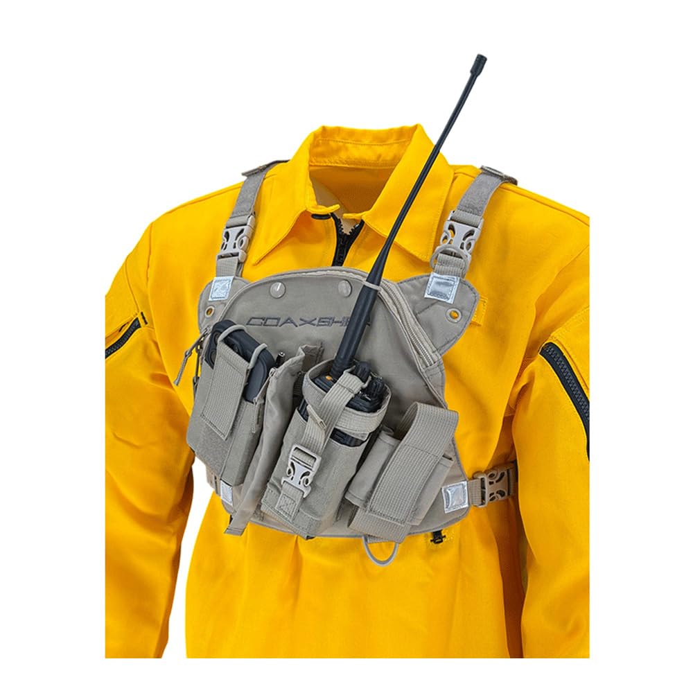 COAXSHER RCP-1 Pro Radio Chest Harness for 2 Way Radio & Electronics | Search and Rescue, Ski Patrol, Emergency Response - Desert Tan