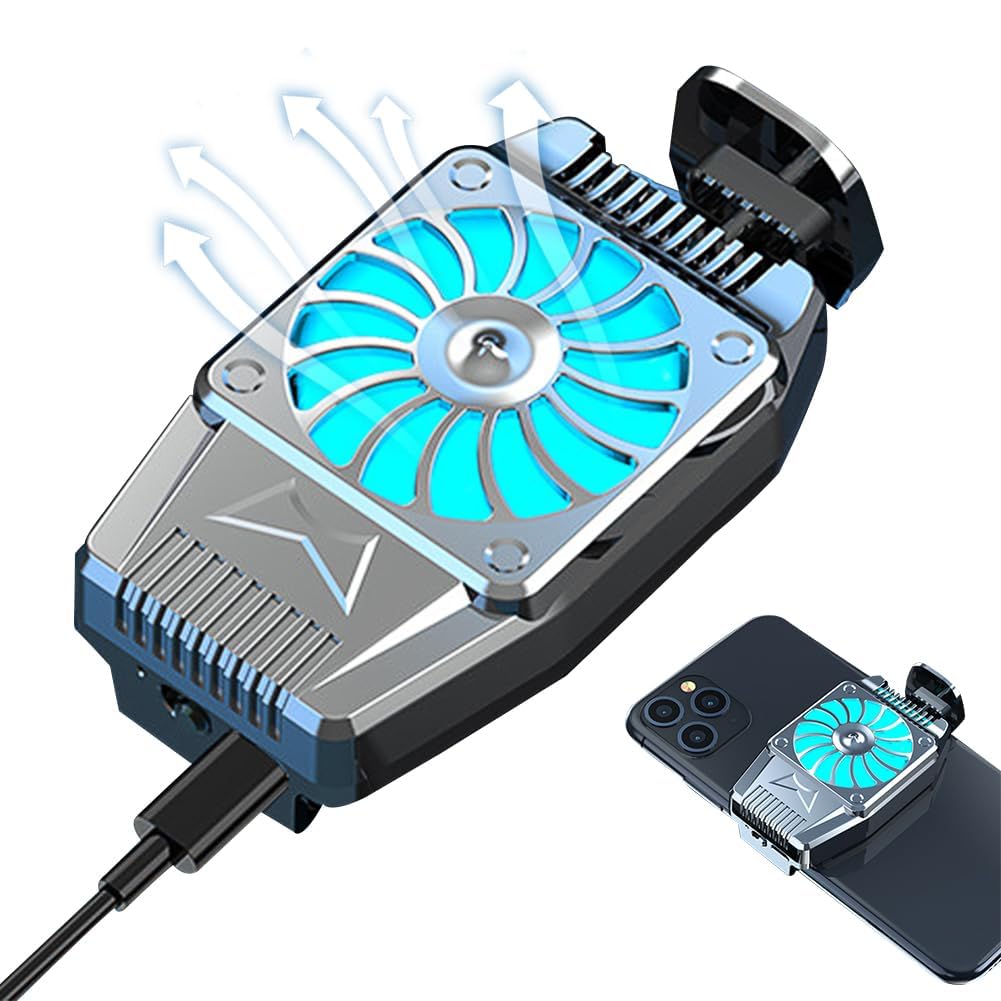 Refroidisseur de Téléphone Portable, Jeu Universel Refroidisseur Portable, USB Rechargeable, Vitesses Contrôleur de Refroidisseur Compatible pour Smartphone Universel iPhone/Android