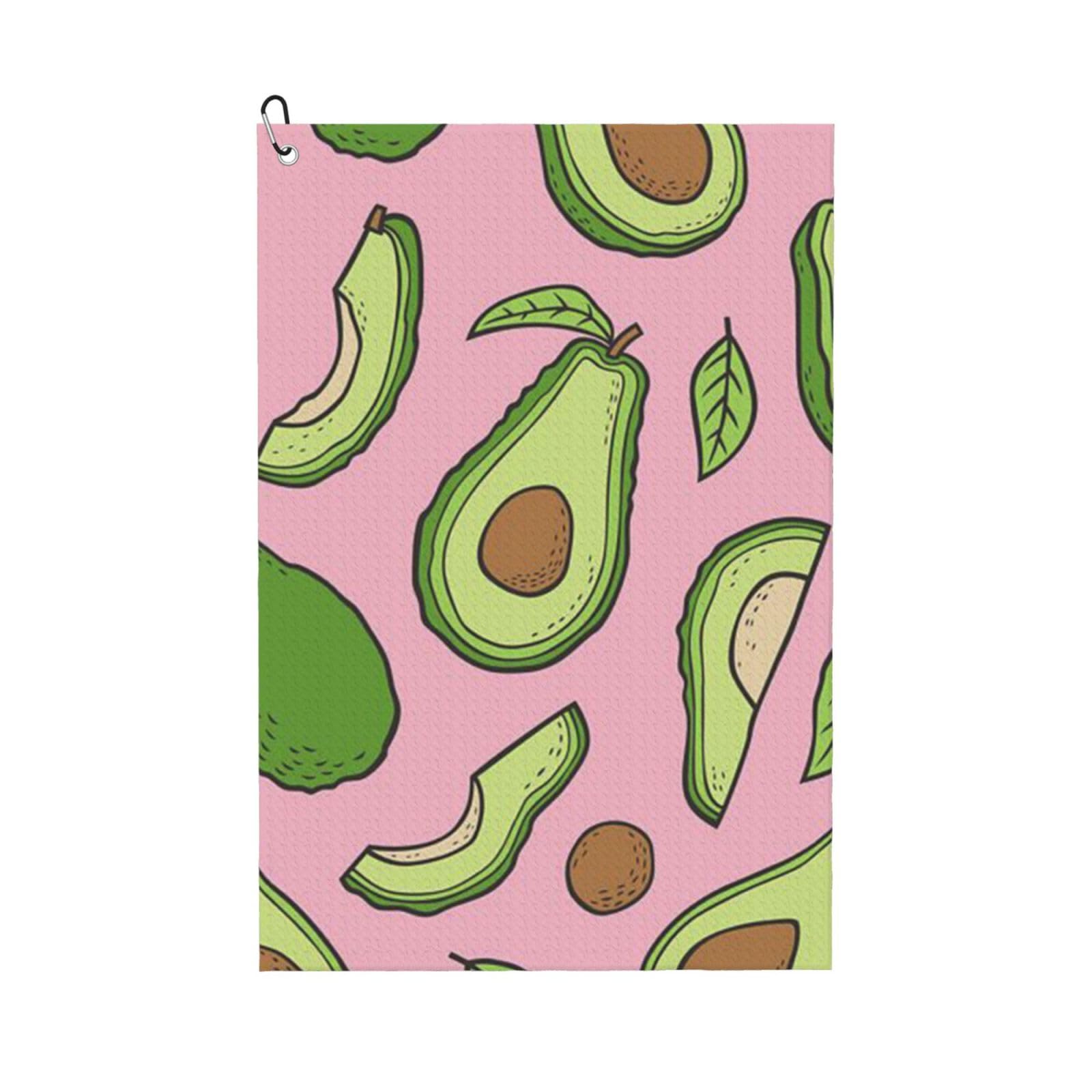Hnnkloy Avocado Pattern, 16x24 in Portable Waffle Golf Towels with Carabiner Clip for Golf Bag