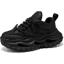 Men's Casual Chunky Sneakers Round Toe Low Top Lace Up Platform Walking Shoes Comfortable Lightweight Non-Slip Cushioned Athletic Shoes for Daily Wear Outdoor Gym Workout Street Style