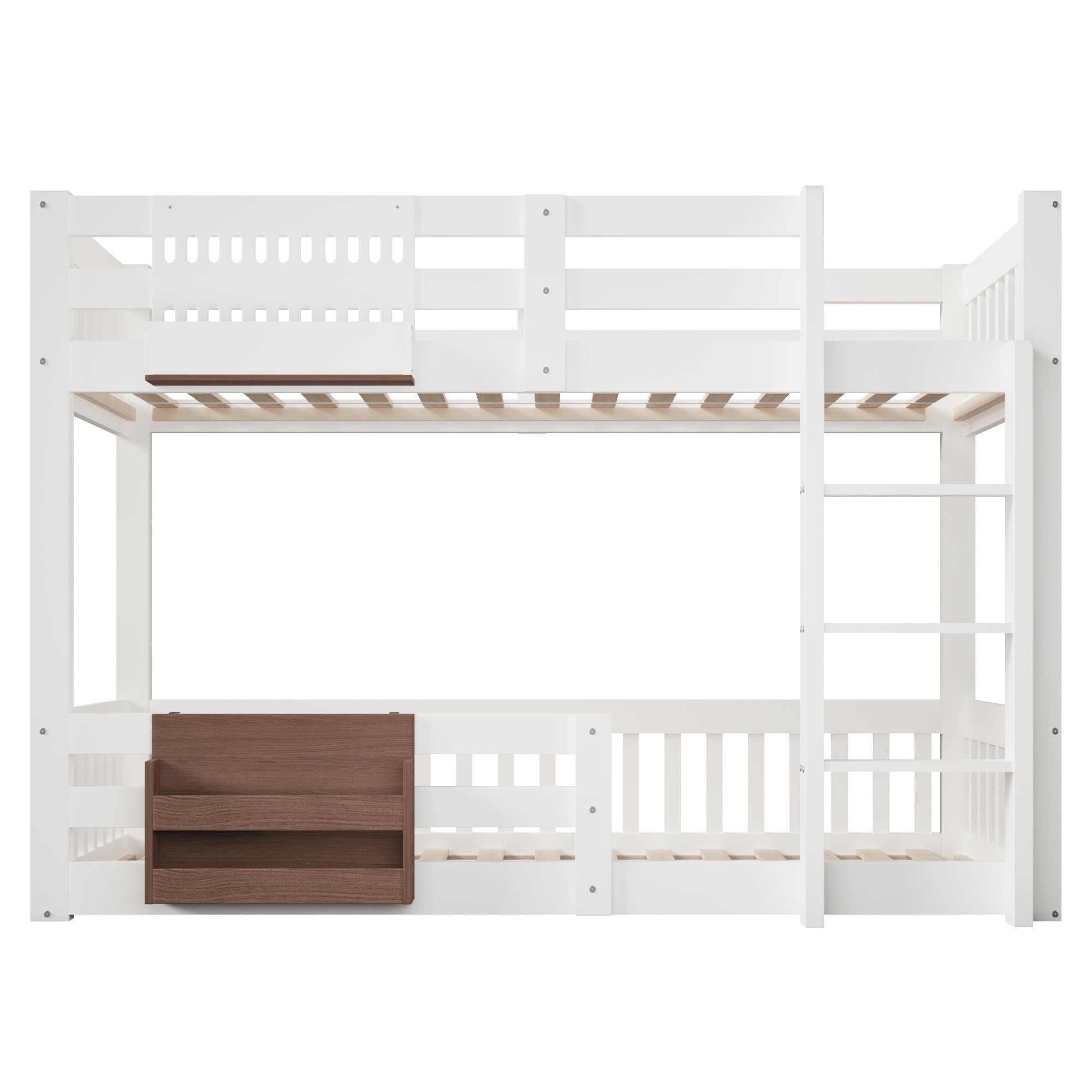 Kinderbett Etagenbett 90x200cm,für 2 Kinder Hochbett,mit Treppe und Aufbewahrungsfächer,mit Rausfallschutz und Lattenrost,Ohne Matratze (90x200cm)