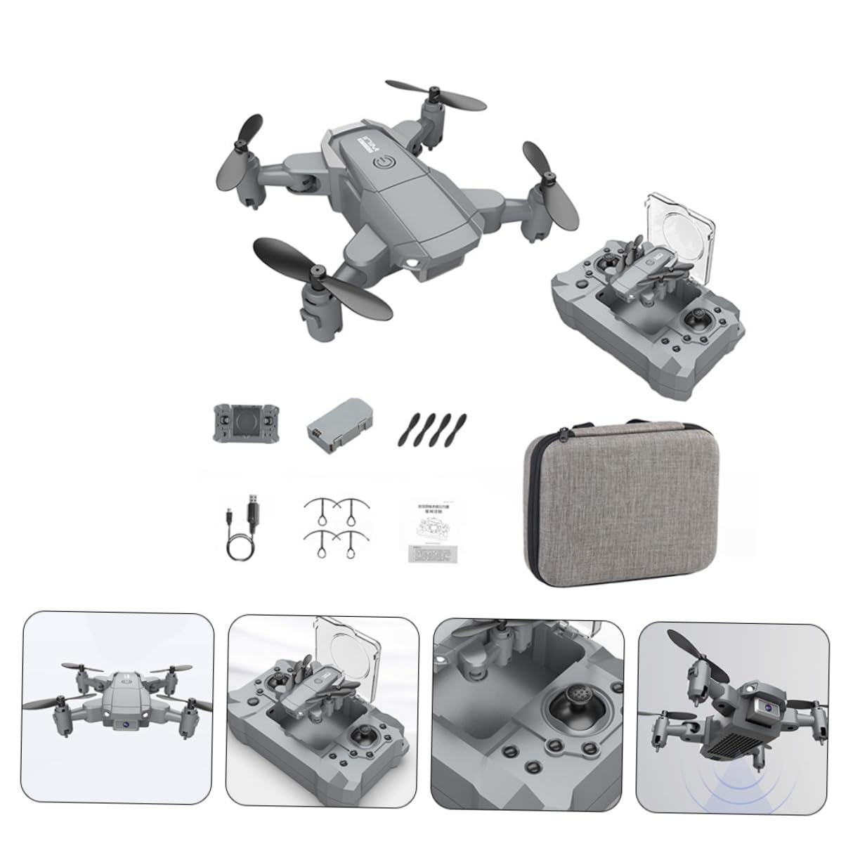 Toyvian Mini Drone Telecamera 4k Pieghevole, Quadricottero Rc Mantenimento Quota, Bracci Richiudibili, Stabile, per Selfie e Riprese Aeree