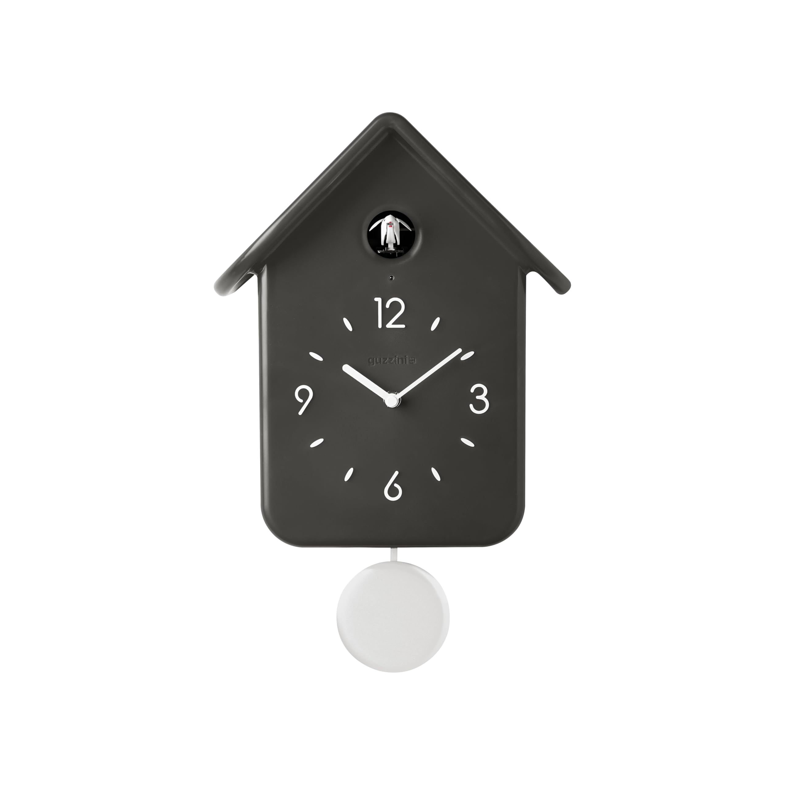Guzzini - QQ Premium - Orologio da Parete con Pendolo - Nero Carbone, 24,8 x 12 x h39 cm - 168650209