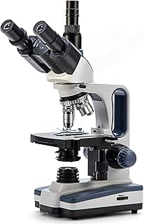 SWIFT Microscope Compound Trinocular SW350T, Research-Grade for Lab, 40X-2500X Magnification, with Wide-Field 10X, 25X Eyepieces, Siedentopf Head, Camera-Compatible, Mechanical Stage, Abbe Condenser