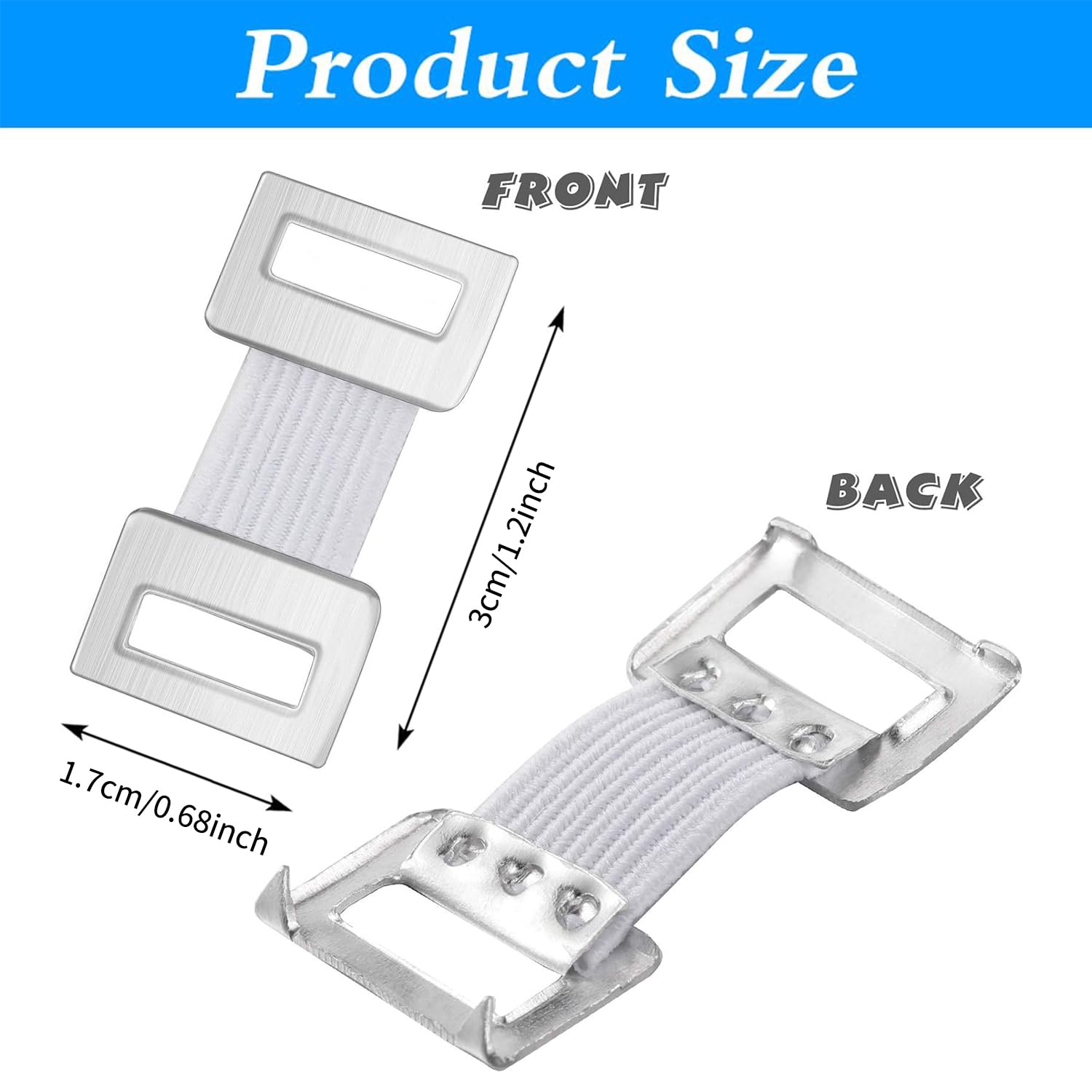 100 Piezas Clips Elásticos de Metal, Clips Elásticos para Vendajes, Clips para Vendas, Pinzas Elásticas de Vendaje, Sujetadores Metálicos Elásticos para Varios Tipos Vendajes, Blanco