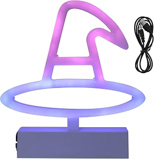 Neon Light Plastic Witch Hat Shape USB Battery Powered RGB Light Source Decorative Lamp for Decorative Lighting