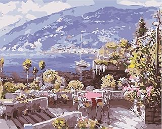 Dipingere con i numeri kit Pittura Fai-da-Te Acrilico per Adulti Bambini principianti natale compleanno regalo decorazione della casa Tela 40 x 50 cm Senza Telaio Tavolo rotondo in riva al lago