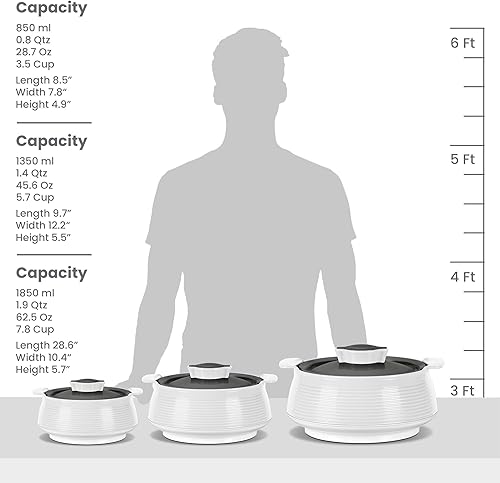 Miniatura 6 de Milton Cacerola para comida caliente, olla caliente de acero inoxidable con aislamiento de doble pared interior con tapa, caja para servir comida