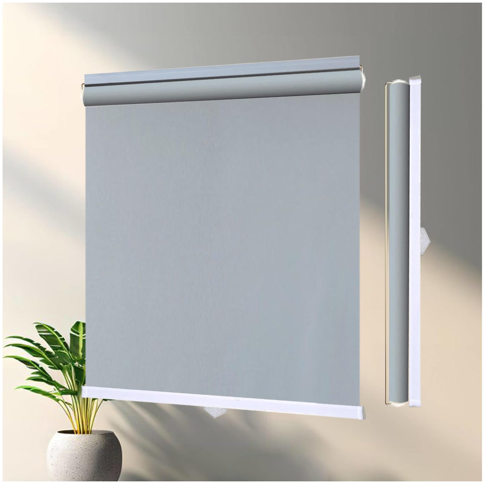 Sunshade Roller Blinds, Thermal Blackout Roller Shades for Windows, Temporary Privacy Blinds Without Drilling, Portable Blackout Curtains,grey-95x200cm/37 * 79in