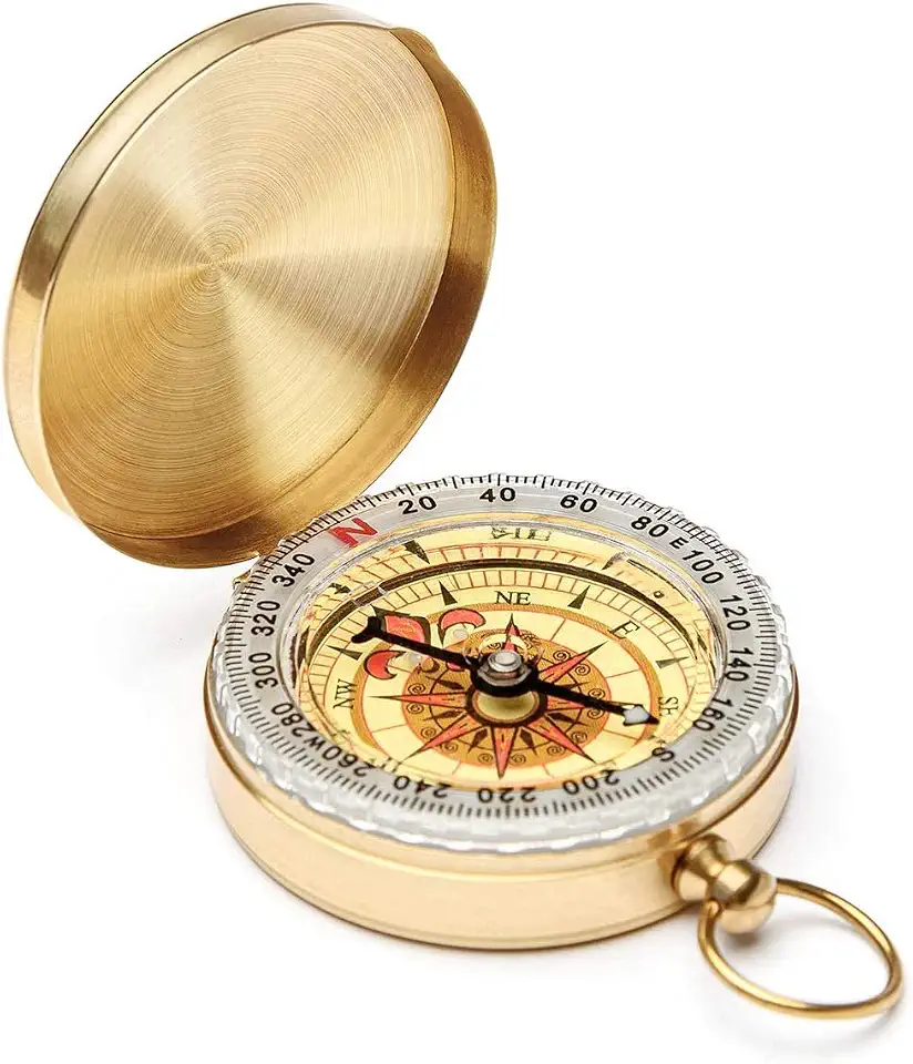 Camping Survival Compass, Metal Pocket Compass Kids Compass for Hiking Camping Hunting Outdoor Military Navigation Tool
