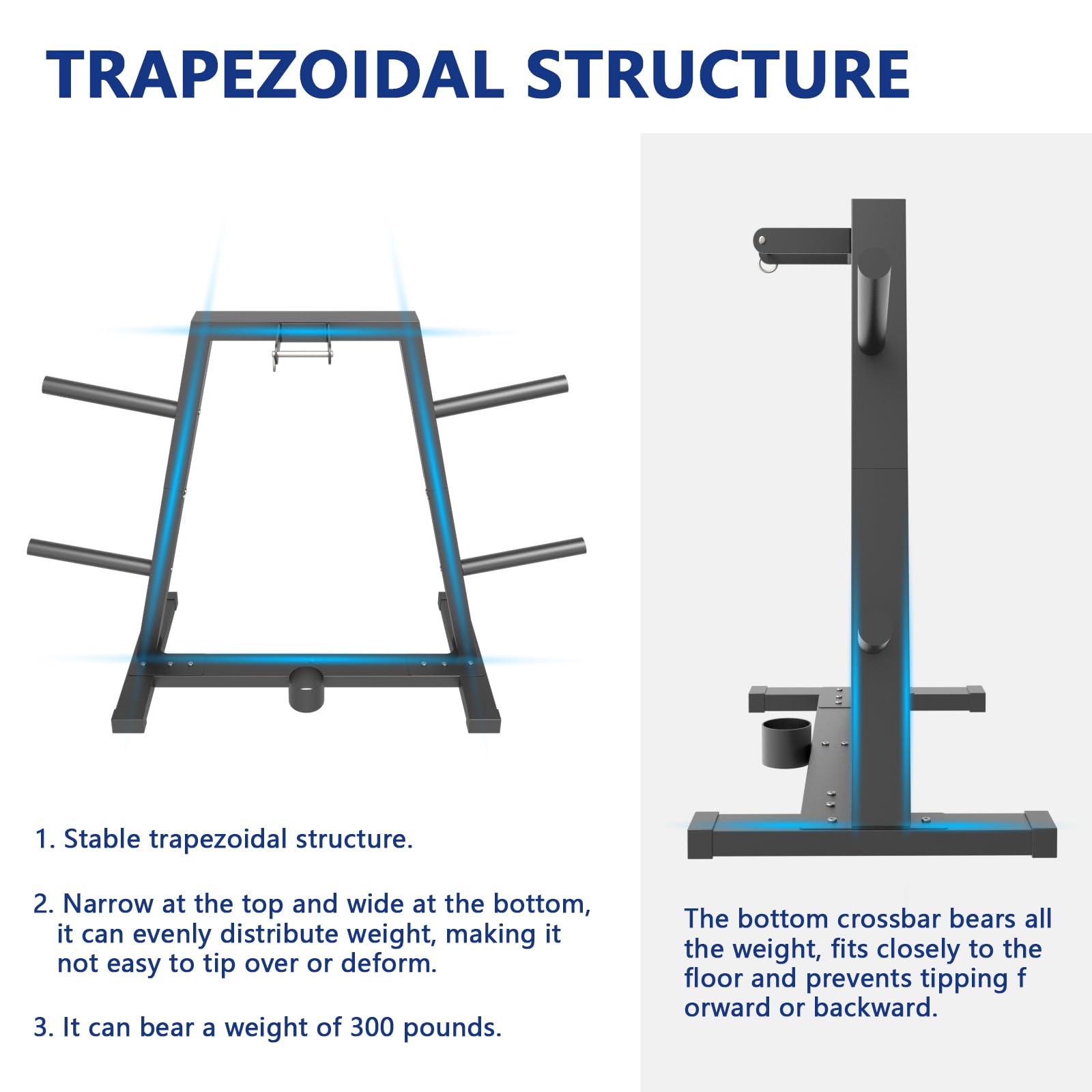 Soporte olímpico para disco de peso para discos de 1 pulgada, árbol de peso olímpico, estante resistente para gimnasio en casa, soporta 300 libras