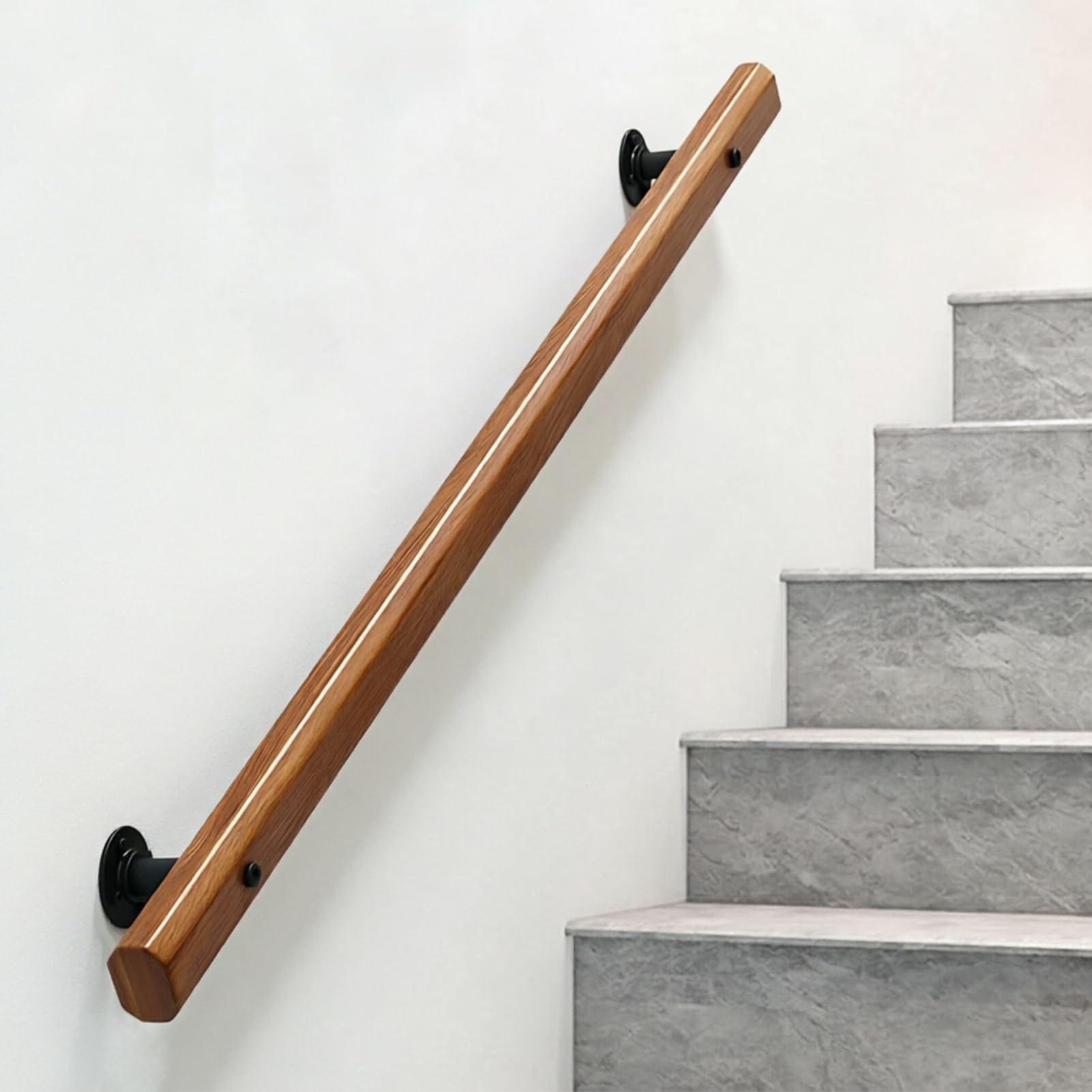 Non-Slip Staircase Handrail, Wooden Stair Handrails, Hand Railings for Stairs Indoor Outdoor, Safety Grab Bars(14ft/420cm)