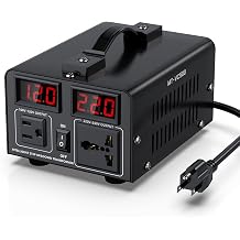 500W Voltage Converter Transformer(110V to 220V or 220V to 110V) Step Up/Down Converter 110/120 Volt - 220/240 Volt w/US Power Cord,Circuit Breaker Protection, LCD Screen Display, Manual Setting