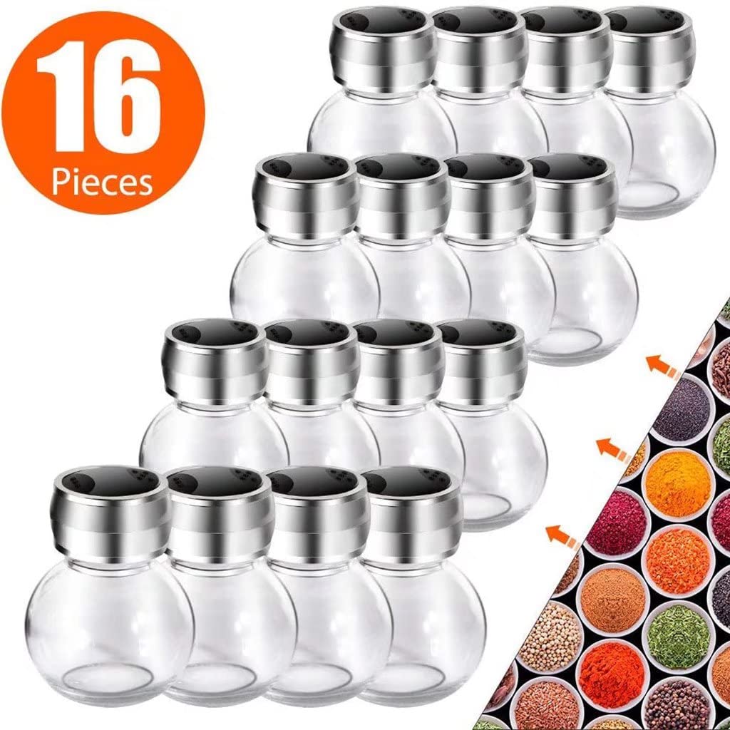 Especiero Giratorio, Especiero de 2 Capas, 16 tarros de Especias, Adecuado para estantes de Almacenamiento de Especias de Cocina