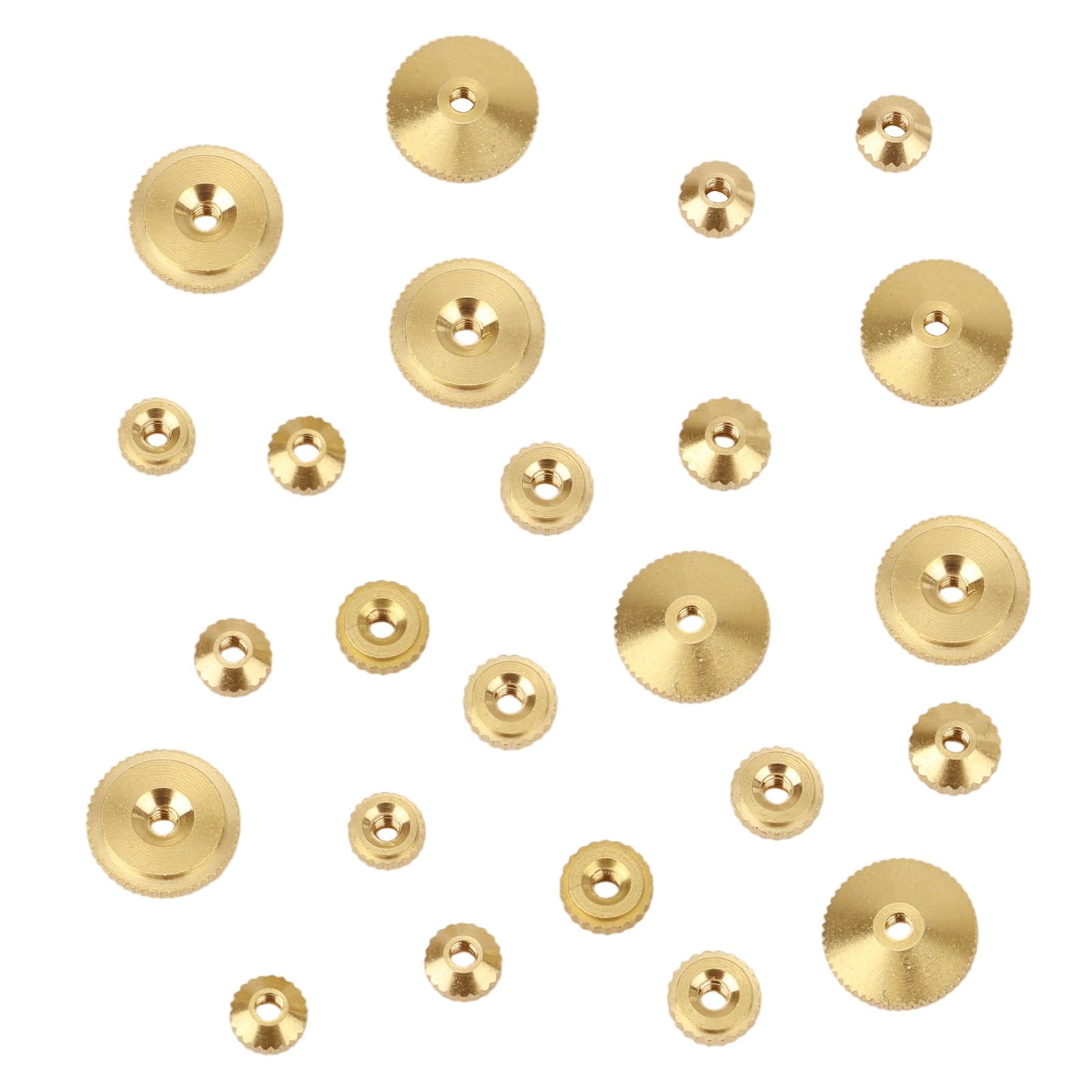24pcs Brass Clock Hand Nut Assortment, Grandfather Clock Parts 5/6/10mm OD Wall Mantel Clocks Hand Mechanism Retaining Nut Replacement Kit for Smooth Timekeeping