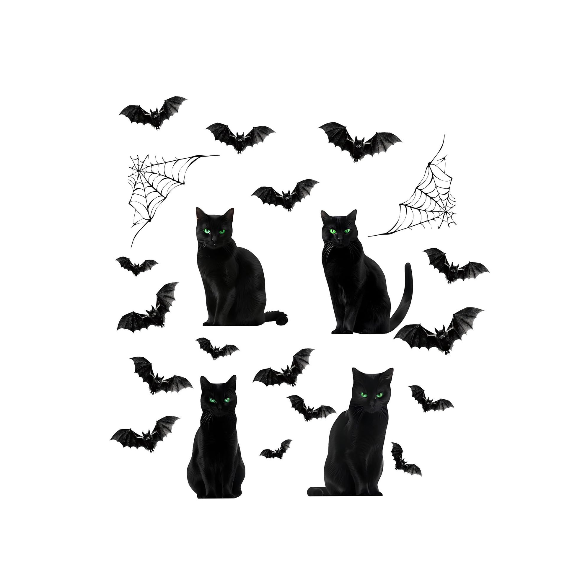 IEW Halloween Decorations Wall Stickers,Different Pattern Scary Stickers,Horrible Window Cling Stickers Door Decals for Halloween Party Haunted House,Indoor Outdoor Waterproof PVC Stickers Decor (Cat)