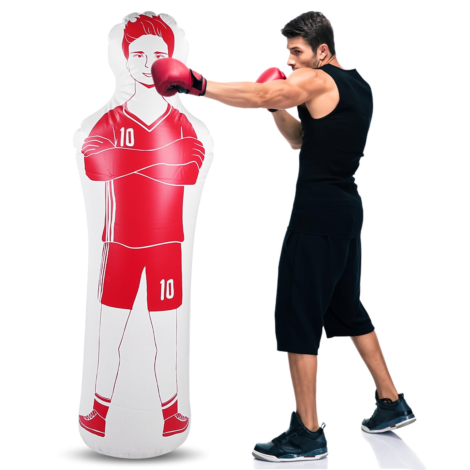 Aufblasbare Fußball Dummy, 40x160CM Fußball Training PVC Aufblasbare Fußballpuppe Boxsack Zum Boxen Torwart Trainingsausrüstung Für Fußballtraining, Torwarttraining 0,35 m PVC-Boxsack