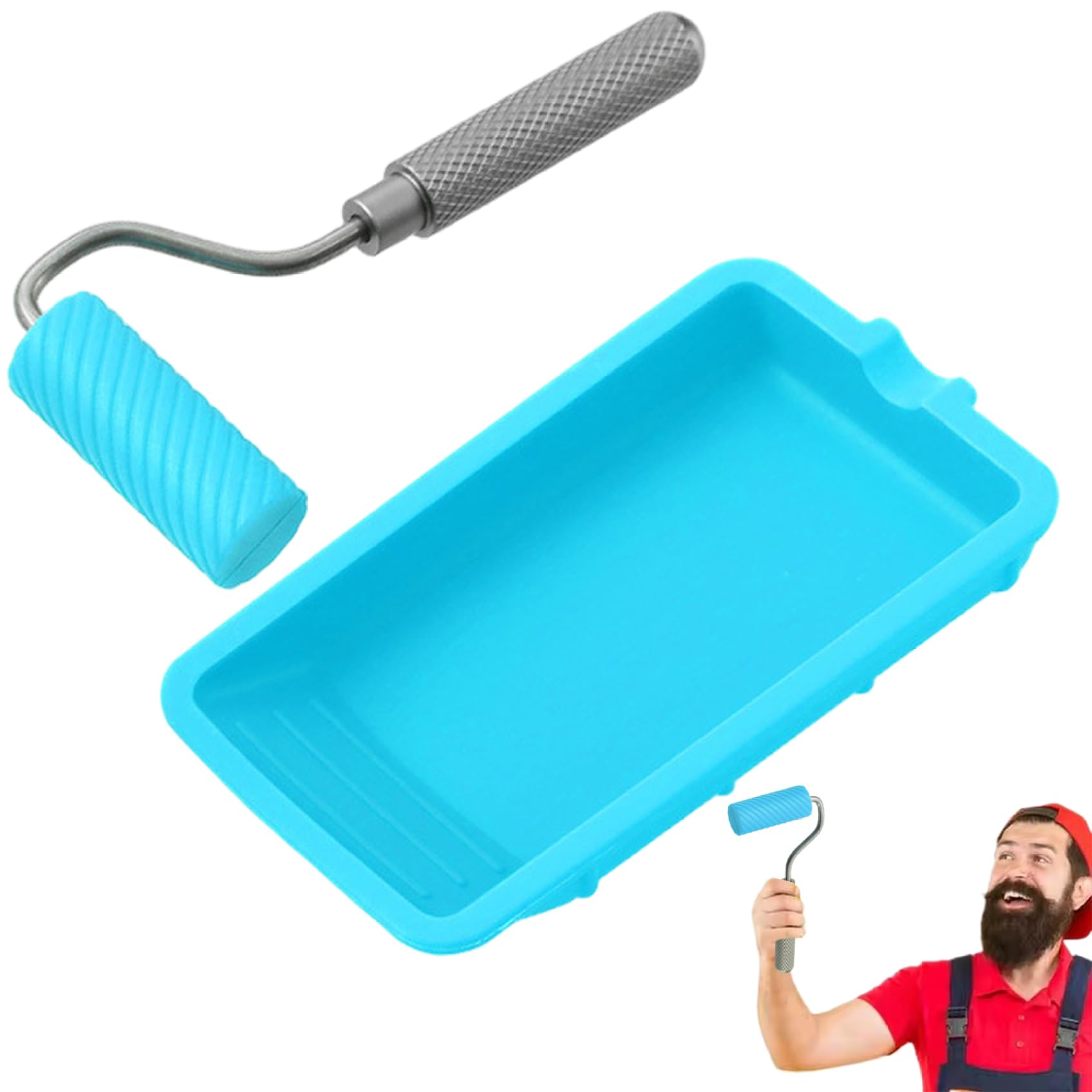 Hbbgdiy Sky-Blue Glue Roller Set Silicone Glue Applicator With Tray For Woodworking, Arts And Crafts, Wood Projects, Furniture Repair And Professional Paint Kit