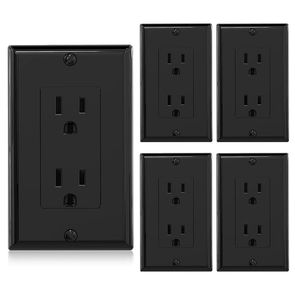 ELEGRP Decorator Receptacle, 15A 125V Standard Electrical Wall Outlet, 2 Pole 3 Wire, No-Tamper Resistant, NEMA 5-15R, S