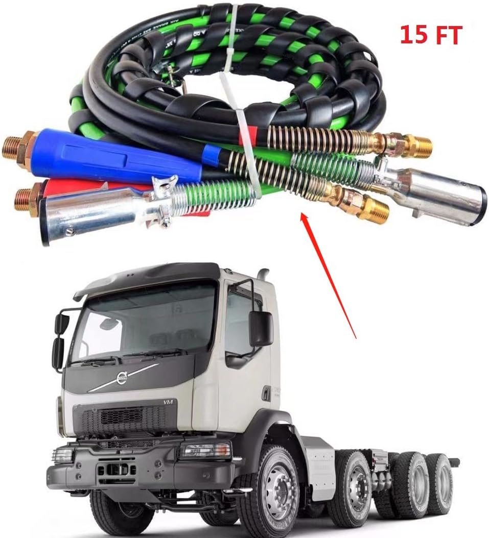 Buy 15 Ft 3in1 Truck air hose ABS Electrical and Rubber Air Line Hose