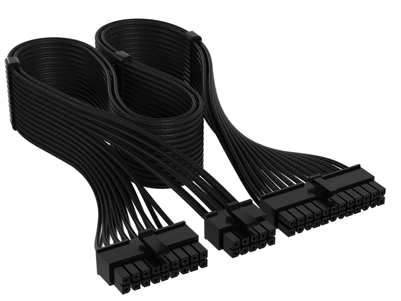 CORSAIR Elite Premium Type 4 con Guaina Individuale cavi alimentatore ATX a 24 Pin – Guaina in paracord a tripla maglia, compatibile con PSU Corsair Type 4 – Nero