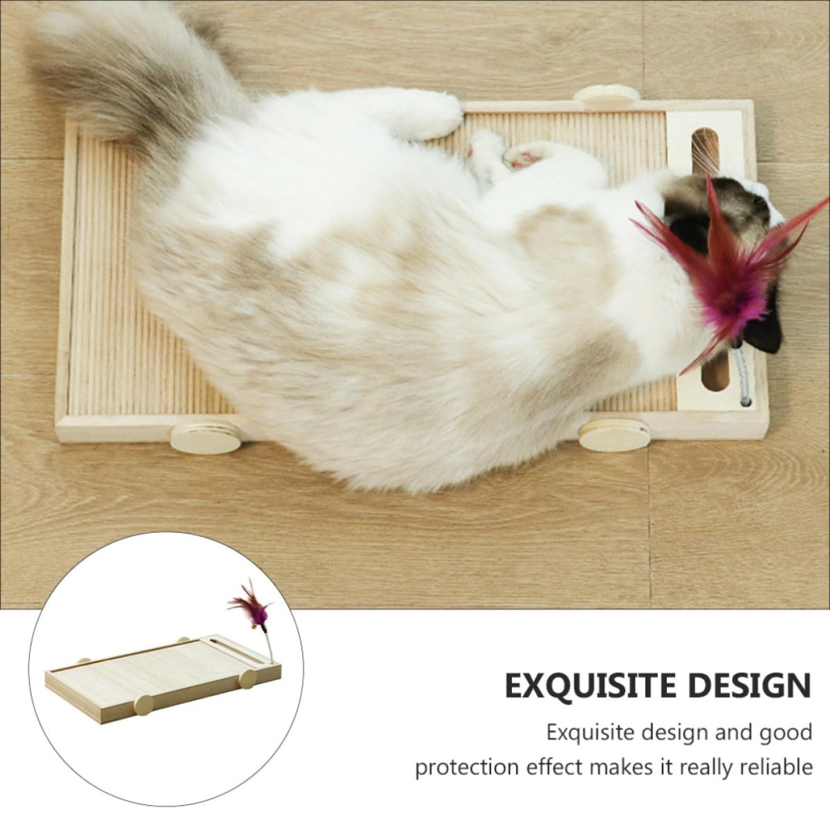 Mikikit Tavola in Legno Tiragraffi per Gatti Resistente e Multifunzionale, per Addestramento e Protezione Divani, Accessorio Stimolante per Animali Domestici