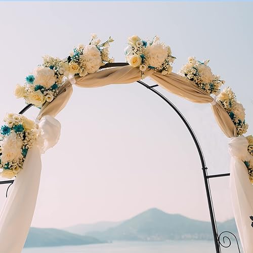 Vista 14 de Enrejado de arco de jardín de metal, cenador de jardín para plantas trepadoras, cenador de arco de boda para césped, fiesta, decoración de patio