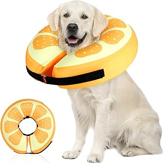 Dog Cone, Protective Inflatable Dog Collar for Large Dogs, Soft Adjustable Pet Recovery Cone After Surgery, Washable Dog Donut Collar Prevents Licking Wounds & No Blocking Vision, L(12"-18")
