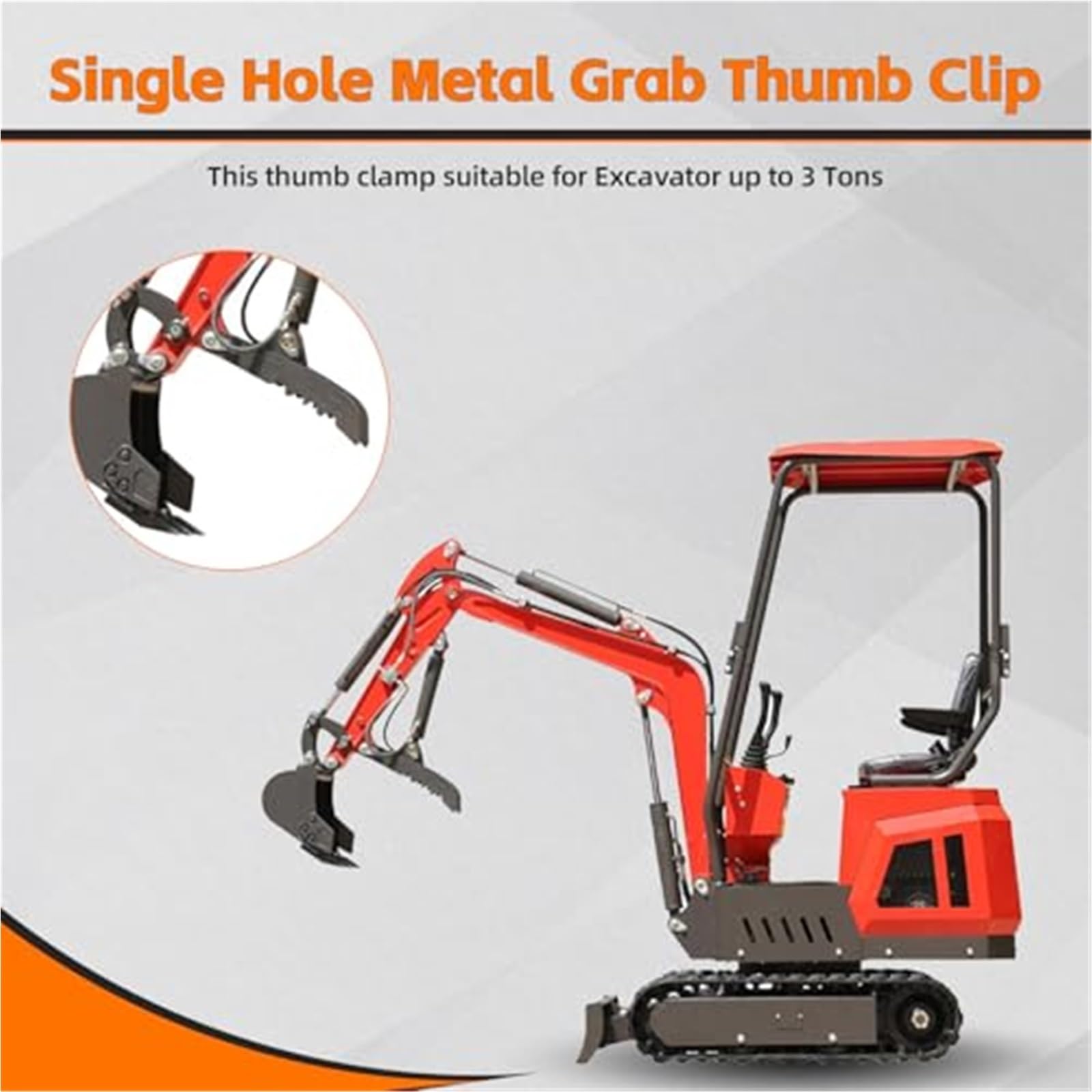 Hydrauliczny zacisk kciukowy do MINI, osprzętu do koparek, pojedynczy otwór, metalowy zacisk kciukowy pasuje do koparek do 3 ton, z 2 wężami M14 Drążek sterujący koparką