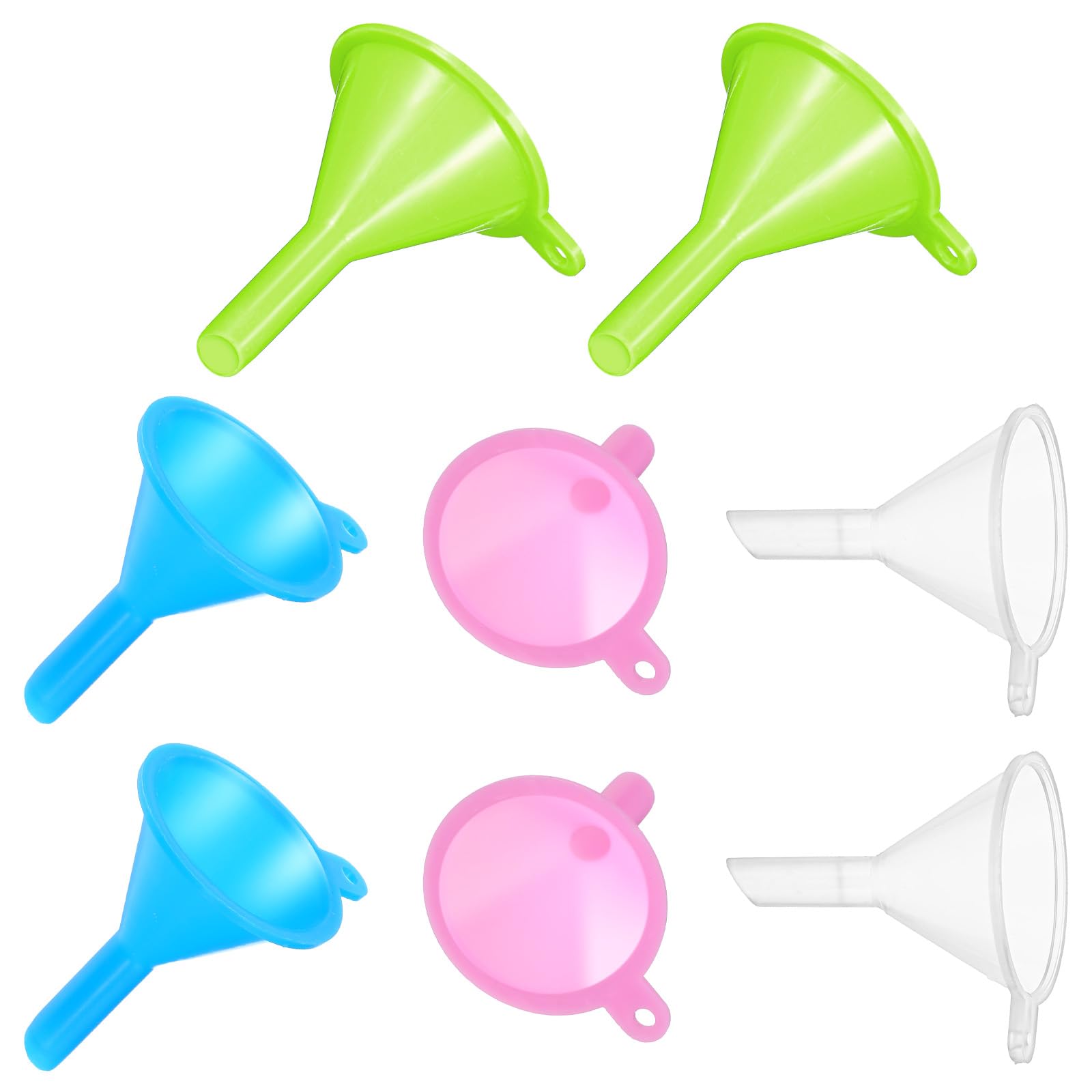 8 PCS Tiny Small funnels for Filling Small Mini Clear Plastic Funnels Refillable Cosmetic Containers Funnels for Oils Lotion Shampoo Sand Art