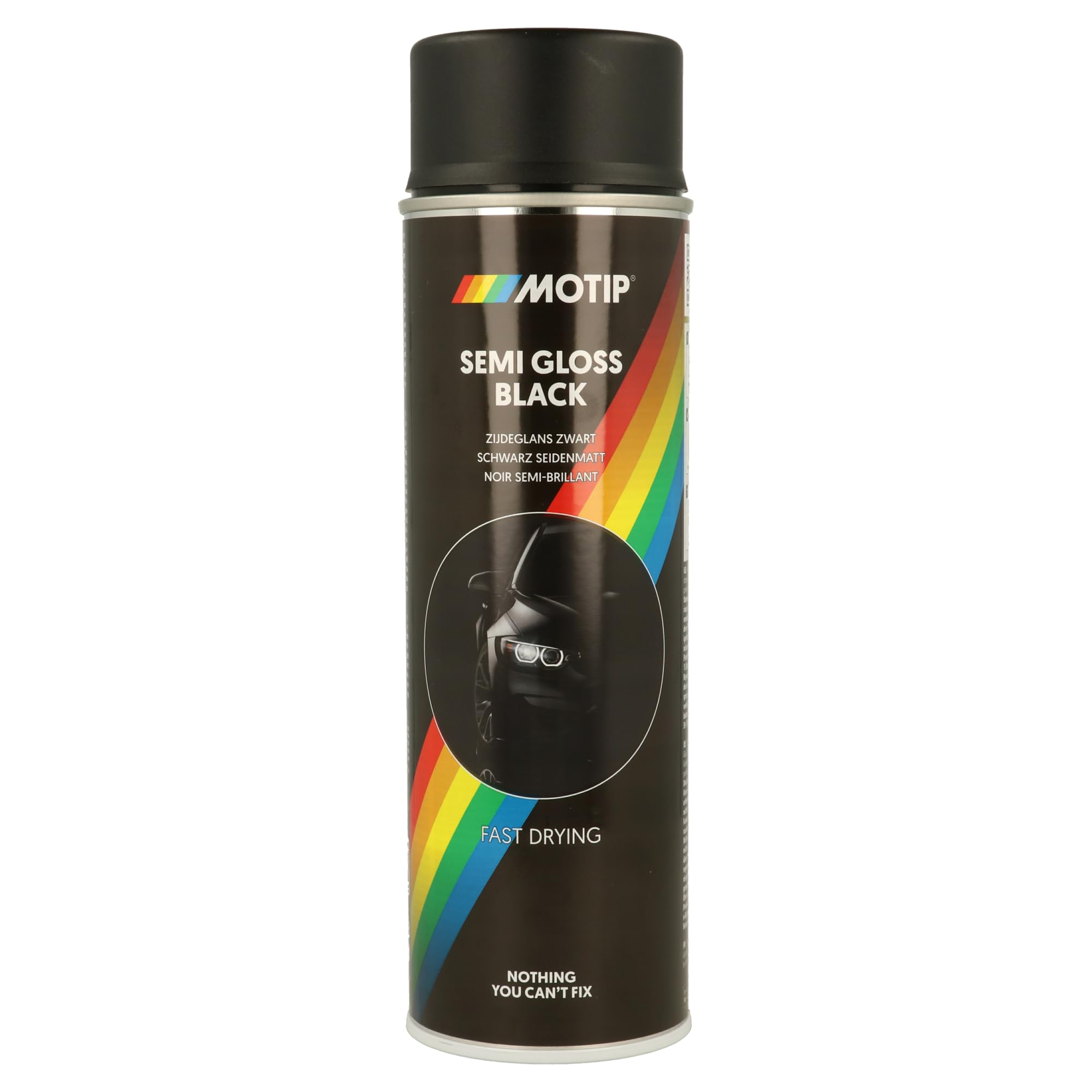 Motip Semi Gloss Black Satin Metal Wood Glass Plastic 500Ml from B&Q