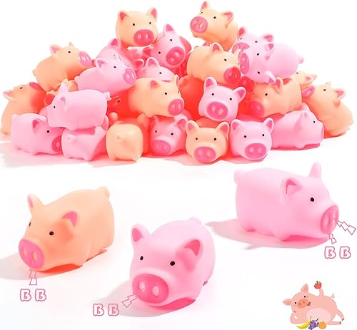 Miniatura 4 de 200 piezas de juguete de baño de cerdo de goma para bebé, mini cerdos de goma a granel, juguetes de bañera de cerdo chirriante, juguetes de baño