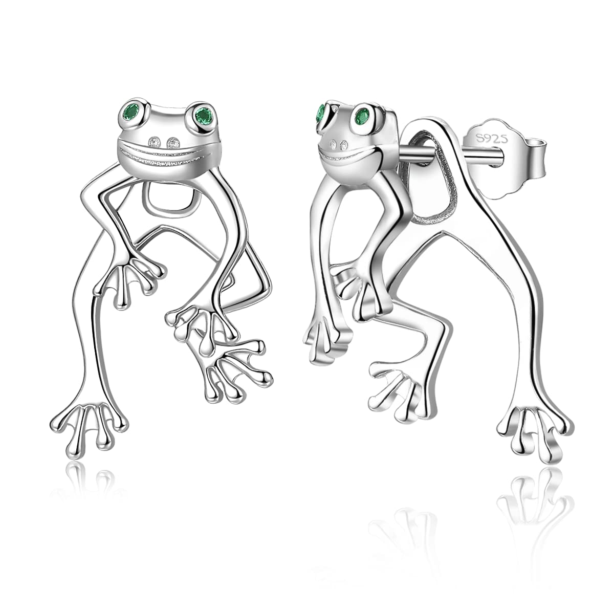 Boucles d'oreilles grenouille pour femme en argent sterling 925 amusant mignon deux voies grenouille boucles d'oreilles bijoux cadeau pour filles adolescentes