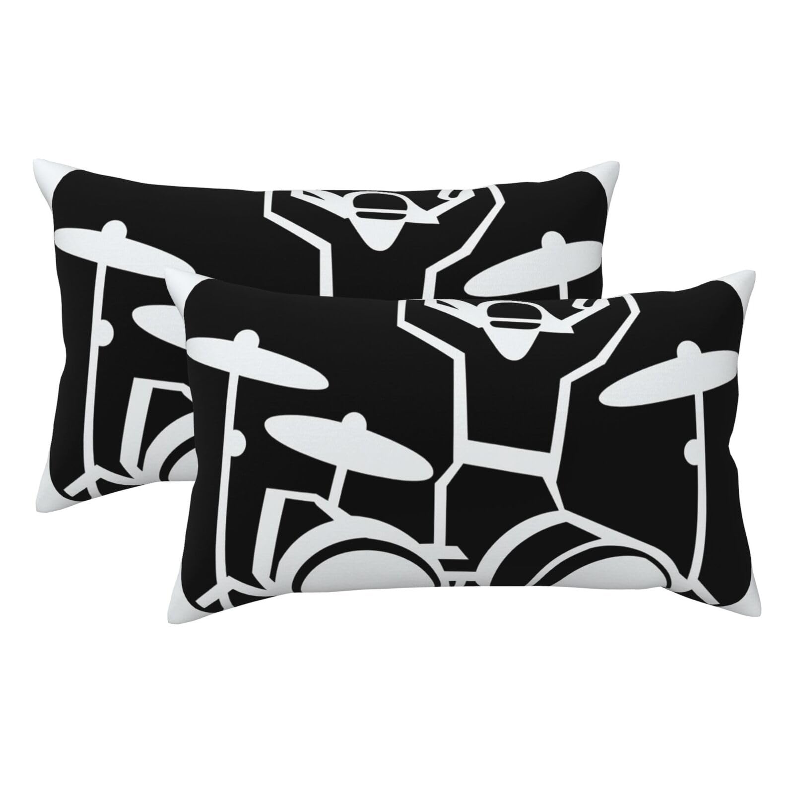 2 Pack King Pillow Cases with Hidden Zipper, Soft Breathable Pillow Covers for Hair and Skin, Drummer Pillowcases 20"x36" Bed Pillow Protectors Cover for Sleeping Gifts