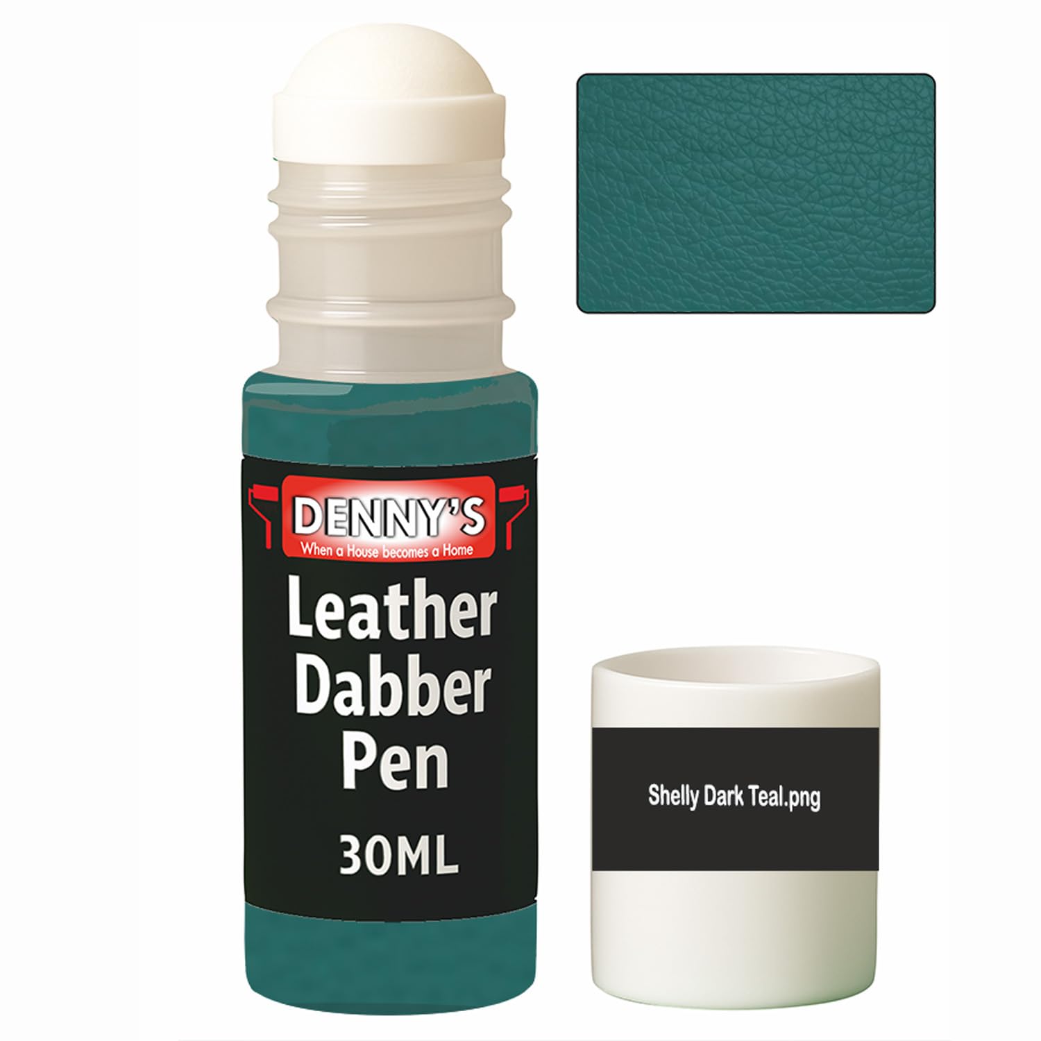 Leather Colour Restorer Recolouring Balm Repair Treatment for Faded & Worn Absorbent Leather Shoes, Boots, Jackets (35 Shelly Dark Teal, Dabber Pen 30ml)