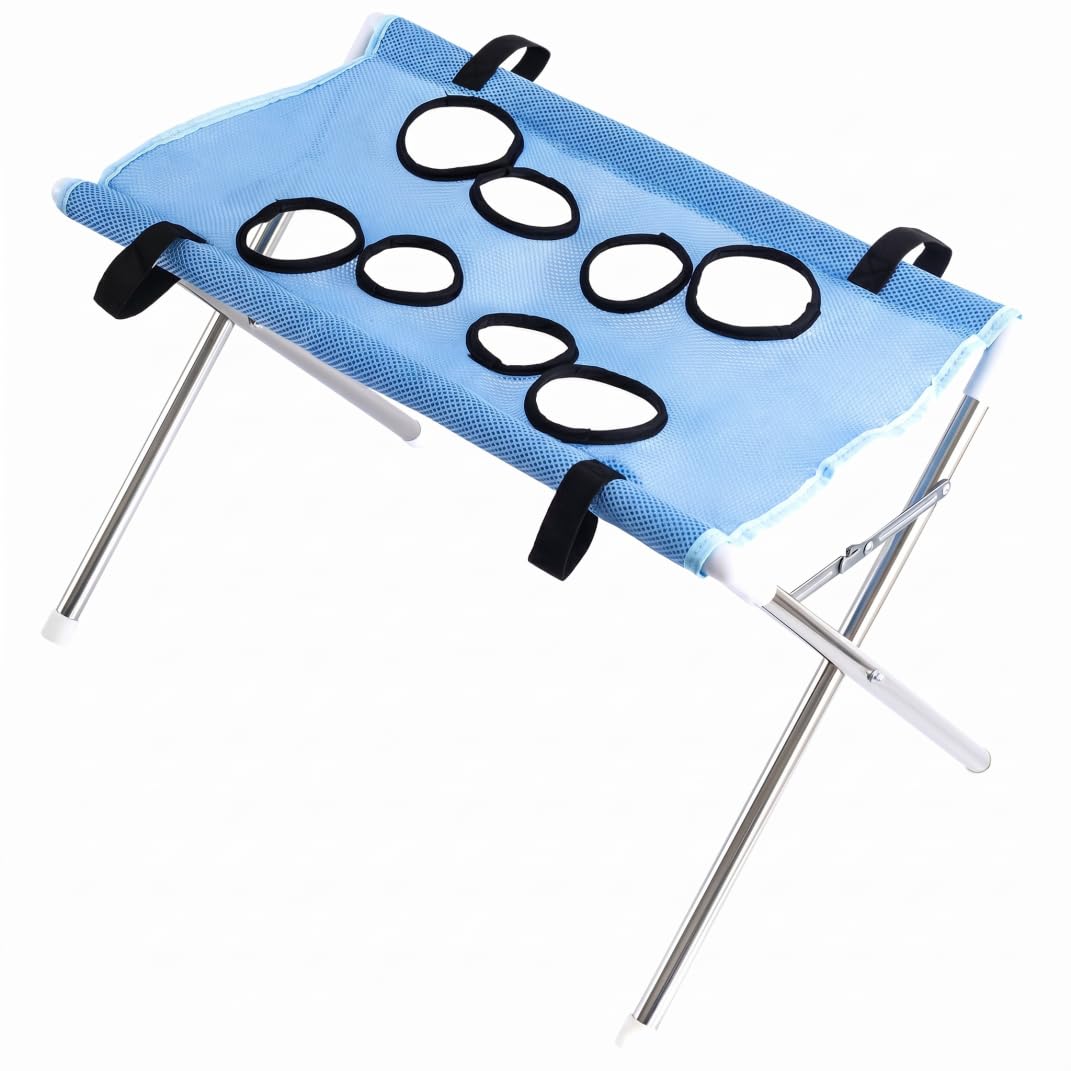 Striegro Dog Grooming Hammock, Pet Grooming Hammock Stand with Stable Stainless Steel Frame & Quick-Dry Mesh Foldable for Trimming, Bathing, Brushing, Blue.