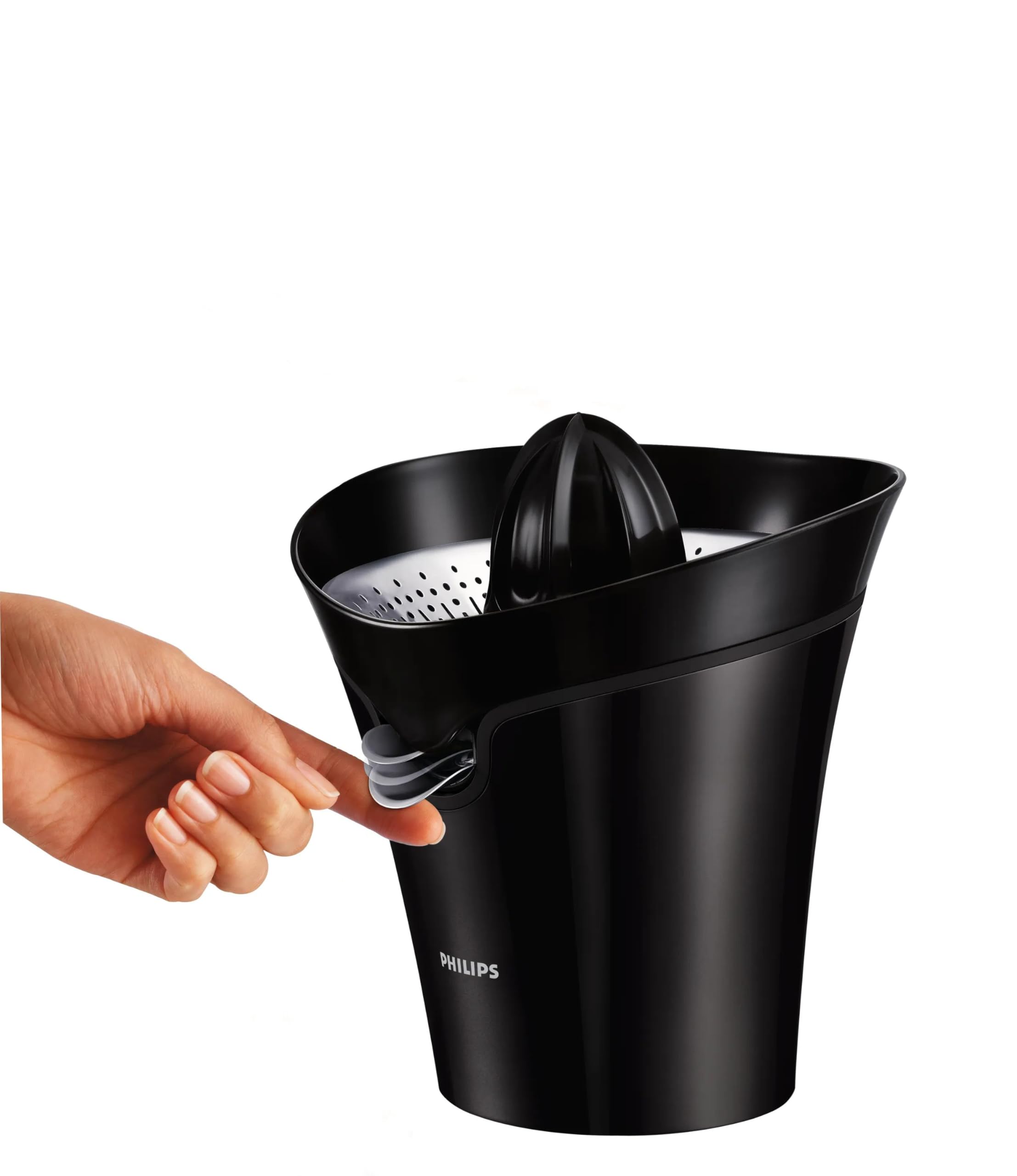 Philips Avance Collection Zitruspresse, Besonders leiser Motor, Staubabdeckung, Tropf-Stopp, Schwarz (HR2752/90)