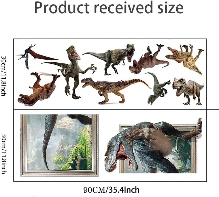 Miniatura 2 de 10 calcomanías de pared de dinosaurio 3D extraíbles, calcomanías de dinosaurio grandes 3D, calcomanías de pared de dinosaurios 3D para sala de estar