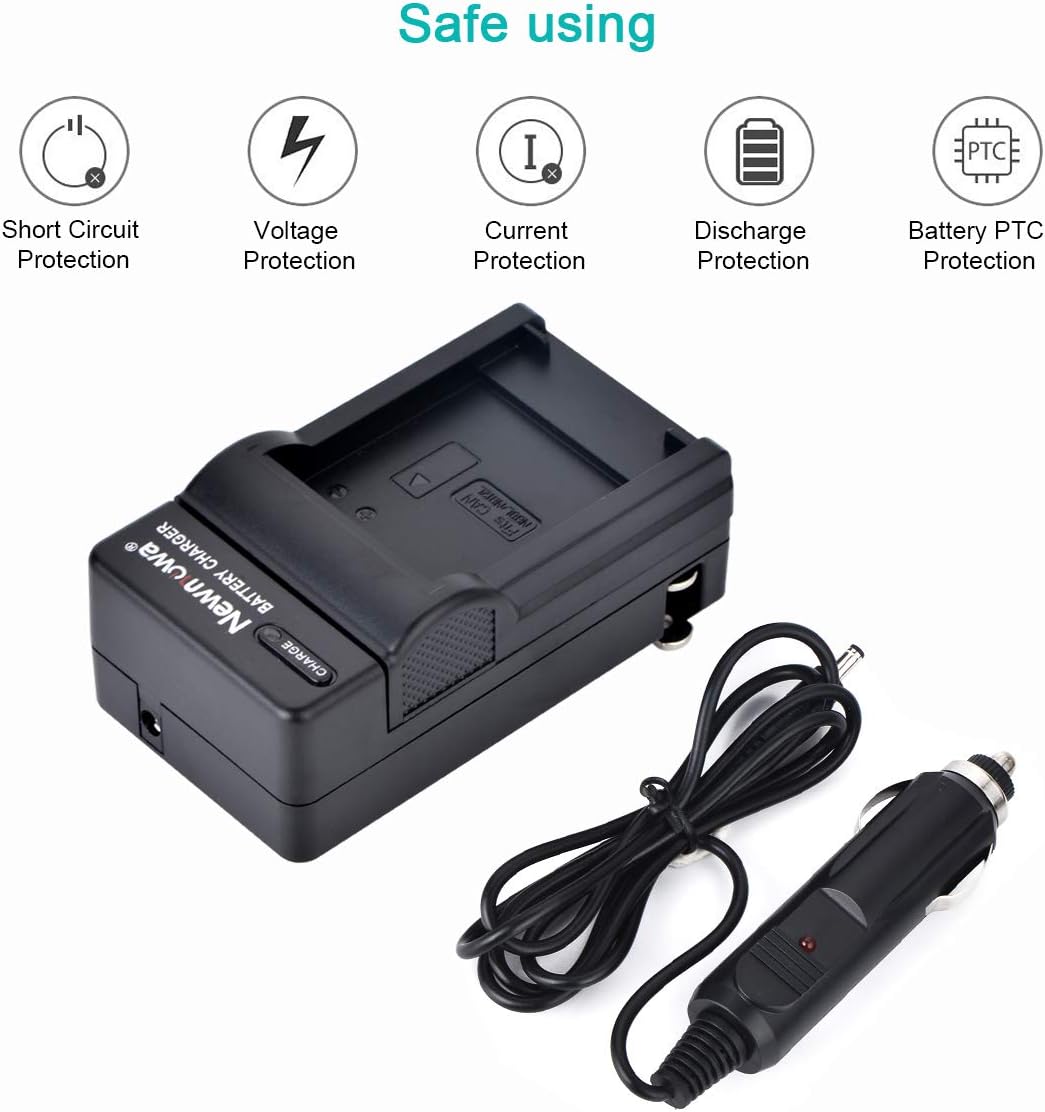 Newmowa NB-8L Replacement Battery (2-Pack) and Charger Kit for NB-8L,CB-2LA and PowerShot A2200, A3000 is, A3100 is, A3200 is, A3300 is