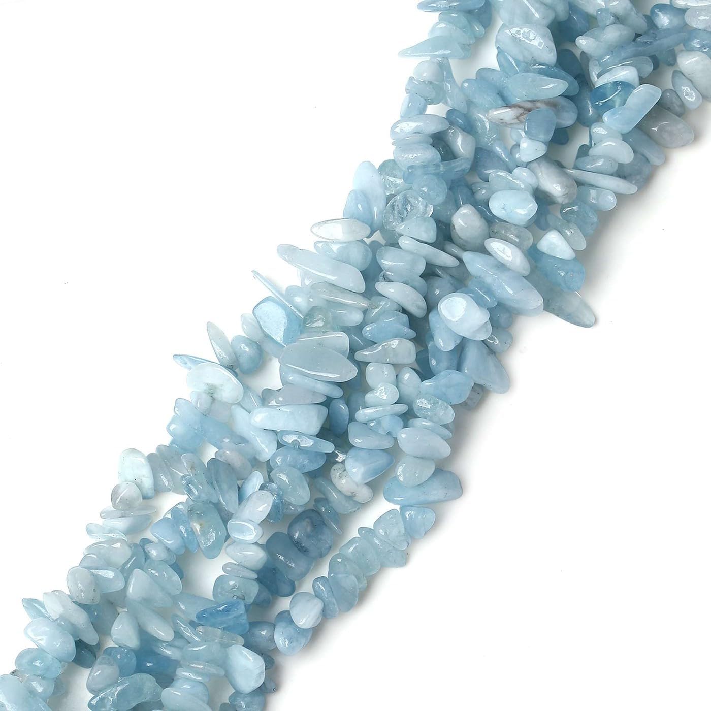 LAIDANLA Aquamarine 400pcs Natural Chip Stone Beads 5-8mm Healing Crystal Irregular Gemstones Drilled DIY Loose Rocks Bead Crystal for Bracelet Earrings Necklace Jewelry Making Crafting - Image 2