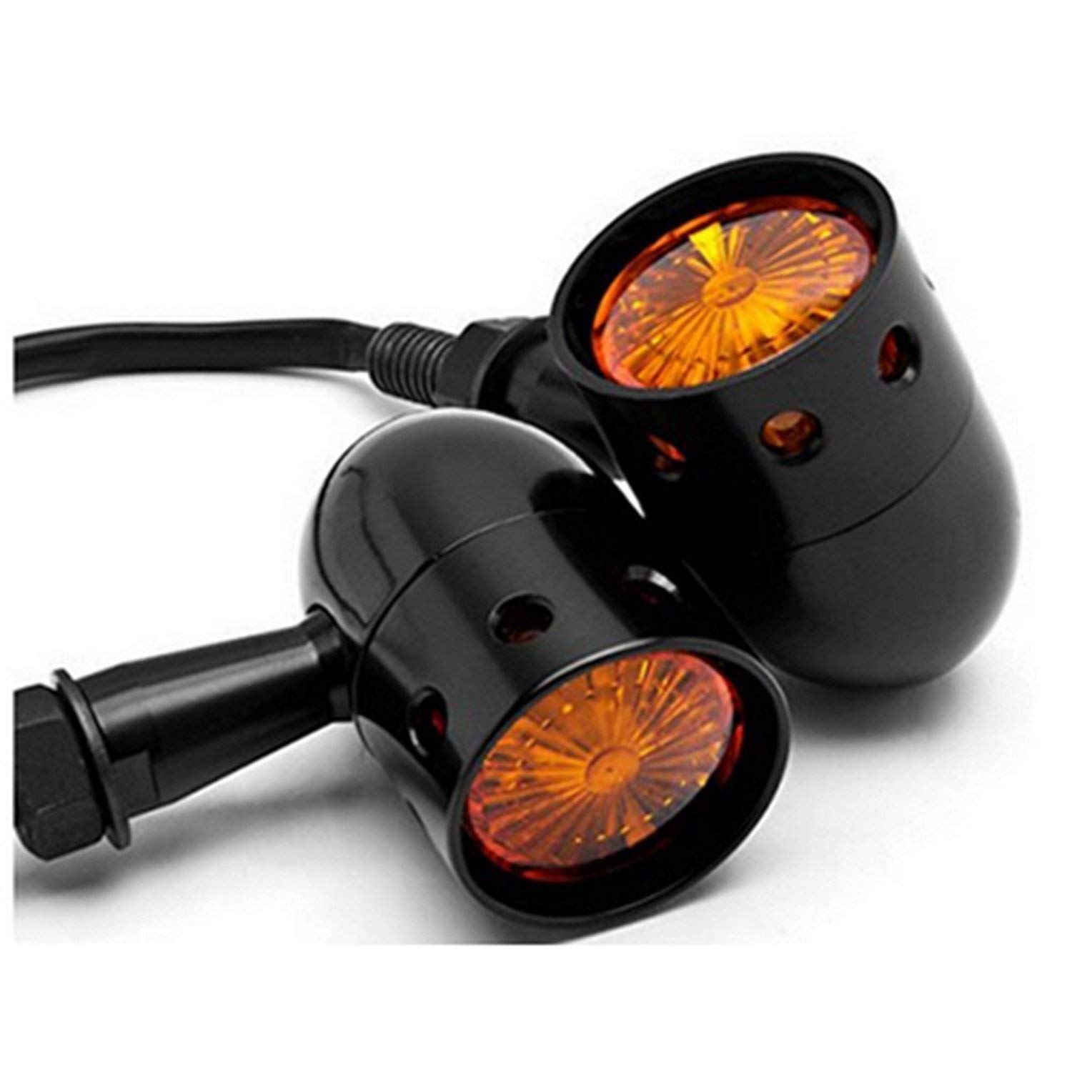 Perforé Ampoule Clignotant Moto pour Rétro Personnalisé Sanglier Chopper Bobber Projet - Noir - non Led