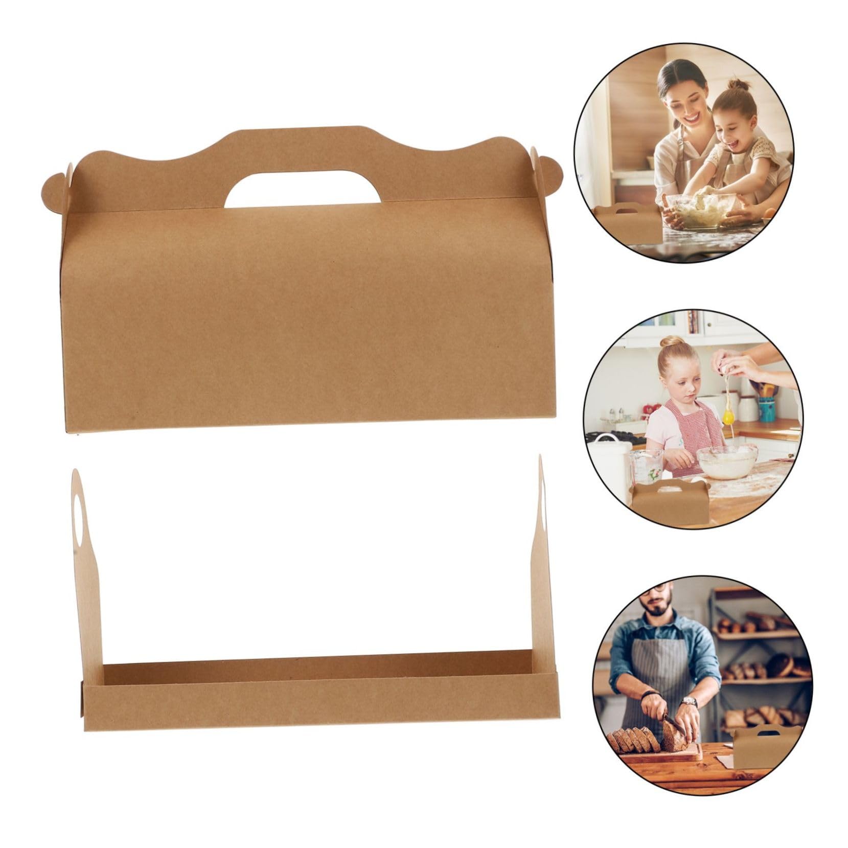 Caja para Tartas Largas de Papel Asa, Paquete de 10 Unidades, Fácil de Usar y Transportar, Adecuado para Pasteles y Postres
