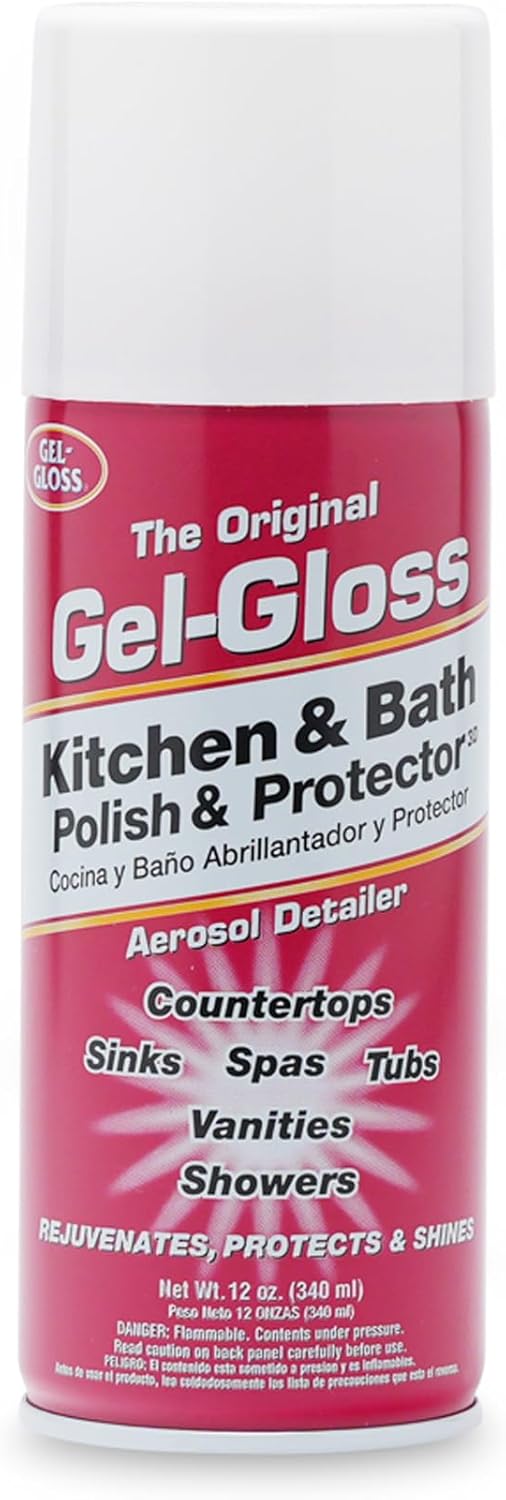 Gel-Gloss Home Kitchen & Bath Polish Aerosol - Carnauba Wax Formula,12 oz.