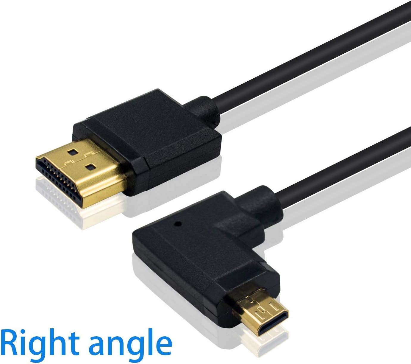 Duttek Micro HDMI to Standard HDMI Coiled Cable, Extreme Slim Right Angled Male to Male for 1080P, 4K, Ultra HD, 3D (1.2M/4FT)